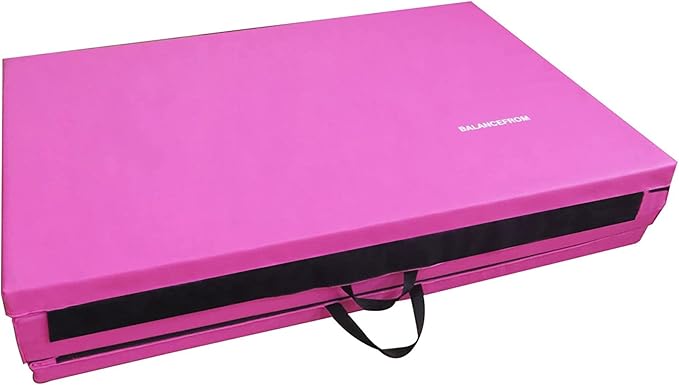 BalanceFrom 10x4 Feet 4-Panel Folding Gymnastics Mat – 2-Inch Thick Pad with Vinyl Surface and Carrying Handles for Tumbling, Yoga, Pilates, Home Workouts, and Martial Arts