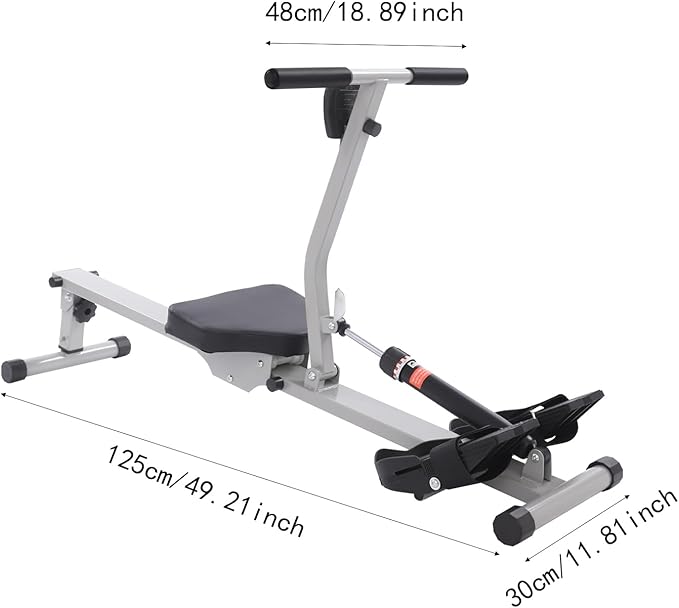Rowing Machine 330lbs Capacity, Foldable Home Rower with 12 Adjustable Resistance, LED Display Rowing Exercise Machine, Freestanding Iron Frame Fitness Equipment for Full Body Workout