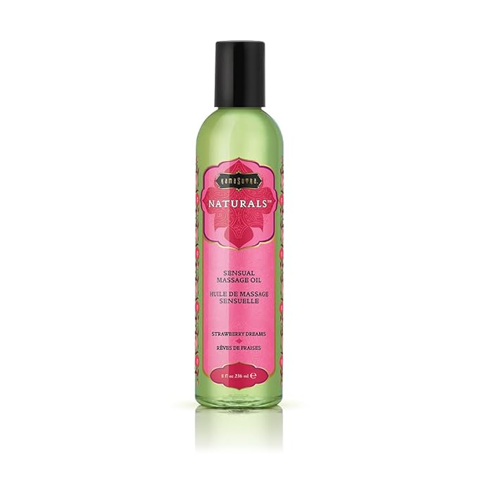 KAMA SUTRA Naturals Massage Oil Strawberry Dreams 8 fl oz - Massage Oil for Body - Natural Carrier Oils - Sensual Massage for Couples, Women, and Men