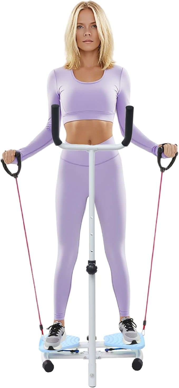 Waist Twisting Machine with Handlebar, 3 Gears Adjustable Ab Twister Machine with 2 Pull Cords, Ab Twist Board for Exercise 330lbs Load Capacity