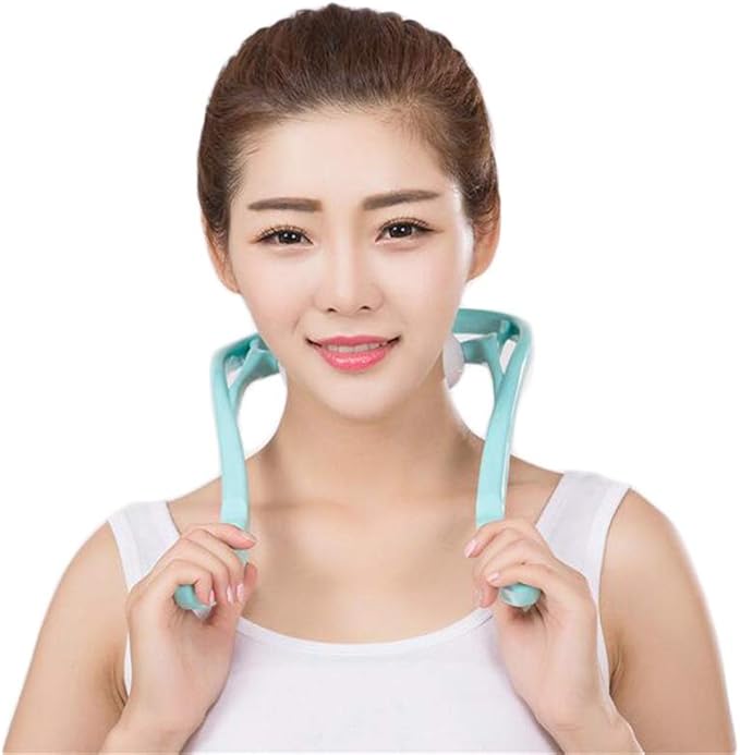Neck Manual Massager, Portable Handheld Manual Neck Shoulder Massage Tool, Shiatsu Deep Tissue Pressure Trigger Point Neck Pain Relief Massage Roller Muscle Relaxation Massager for Home Office (Pink)