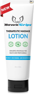 HawkGrips 8oz Therapeutic Massage Lotion for Massage Therapy, Unscented, Professional, Scraper Tool Massage Lotion, Deep Tissue, Cupping Therapy, Non-Greasy, Non-Staining, Shea Butter, Pack of 24