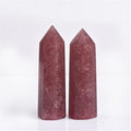Meditation Home 2PC Natural Strawberry Crystal Column six Prismatic Column Single Crystal six Prism Home Meditation (Size : 8-9cm)