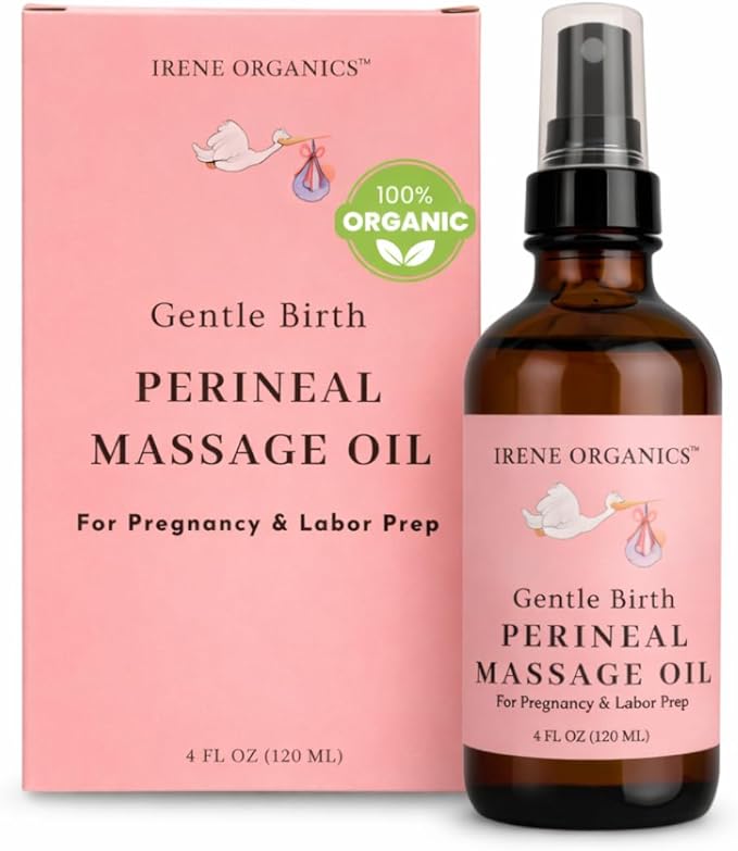 Organic Perineal Massage Oil Spray by Irene Organics for Pregnancy and Postpartum - Prevention for Perineum Tearing, All Natural, Pregnancy Third Trimester Must Haves for Childbirth