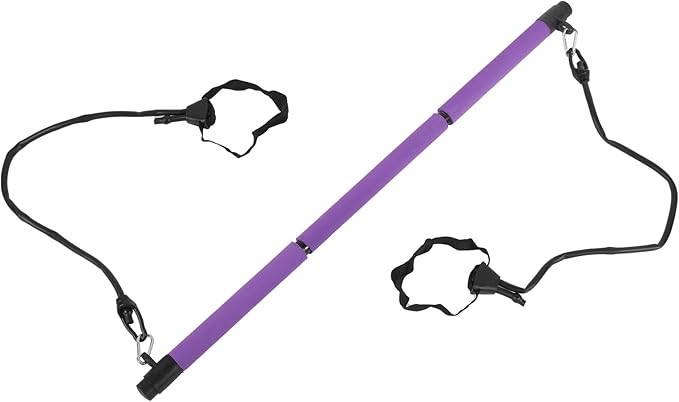3 Sections Adjustable Pilates Bar, Portable Pilates Workout Stick for Full Body Training, Detachable Body Building Puller with Foam Grip for Home Gym Yoga Fitness