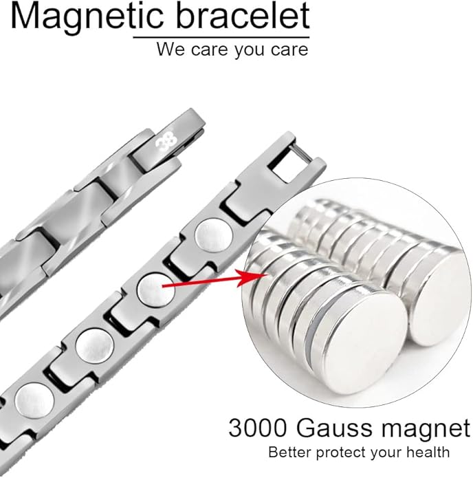 38 Elegant Stainless Steel Magnetic Bracelet for Women Magnetic Therapy Bracelet Pain Relief for Arthritis with Free Link Removal Tool