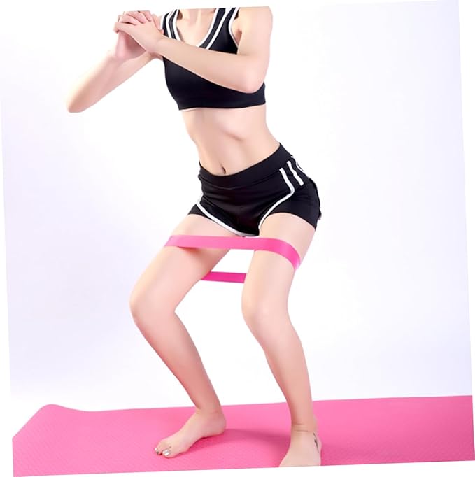 POPETPOP 1Set Yoga Tool Kit Includes Yoga Brick Resistance Ring Stretch Band and Towel Lightweight and Durable Fitness Accessories for Home Gym Pink Color