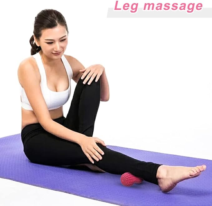 SELEWARE Peanut Massage Ball, Peanut Double Lacrosse Massage Roller Ball for Back Neck Shoulder Spine Legs Hips, Deep Tissue Peanut Roller Ball Trigger Point Muscle Massage Ball, Pink