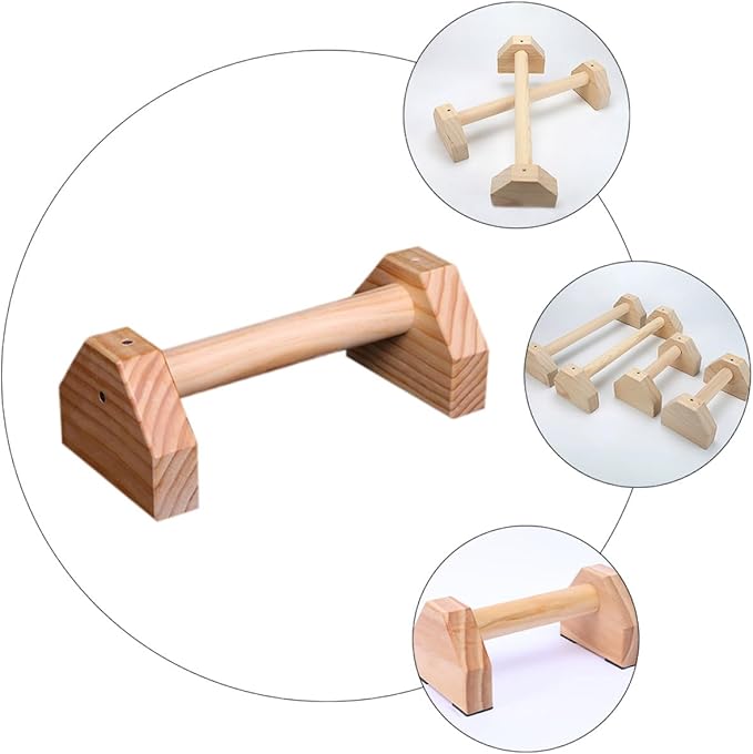 Alasum Push-up Brackets Pair Pine Wood 30cm Non-slip Grip Bars Fitness Equipment for Home Strength Training and Bodybuilding