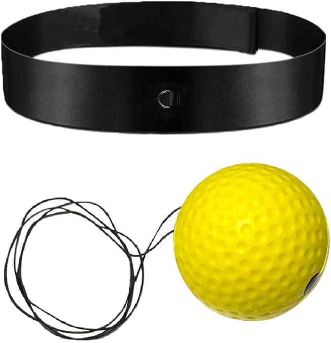 Boxing Reflex Ball, with Headgear and Reflective Elastic line, for strengthening The Body and Exercising Reaction Ability, Suitable for Teenagers - Black/red/Yellow