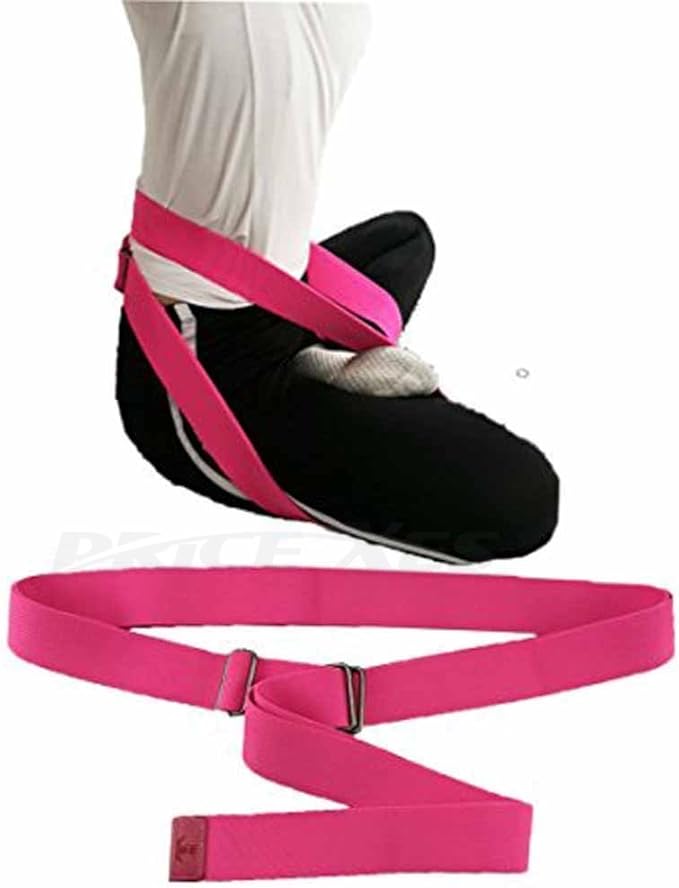 Yoga Stretching Seat Strap w/Adjustable Metal Buckle, Super Elastic Physical Therapy Fitness Belt, Resistance Exercise Band Lengthen Cross Legged Meditation Leg Stretcher Workout Trainer