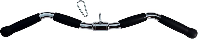 qibylift Barbell Multi-Exerciser Cable Attachment For Cable Machines, Lat Pull Down Bar Cable Machine Attachments, Tricep Press Down Bar, Revolving Straight Curl Pulldown Bar with Rotating & Rubber Handle Grips