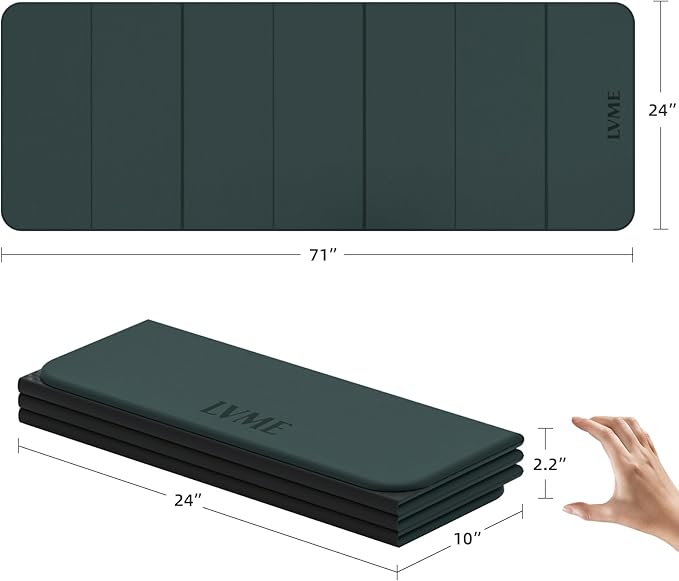 Foldable Yoga Mat, 0.32 inches Thick(8mm), SGS Certified, Non Slip, 71 x 24 inches, Foldable for Travel, Pilates, Camping, Environmental Sports Mat, Odorless TPE Material