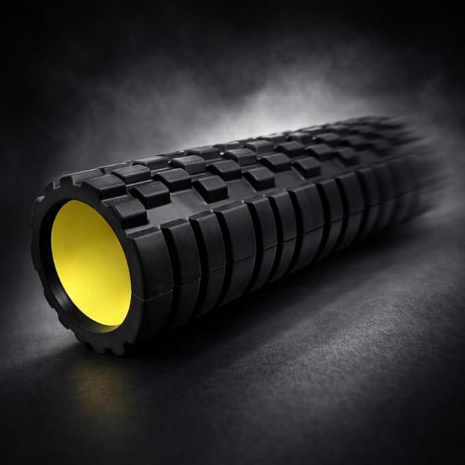 Firm Foam Roller 18 Inch x 5.5 Inch Hollow Core Design for Muscle Recovery, Stretching, Yoga, Workout Support, Black