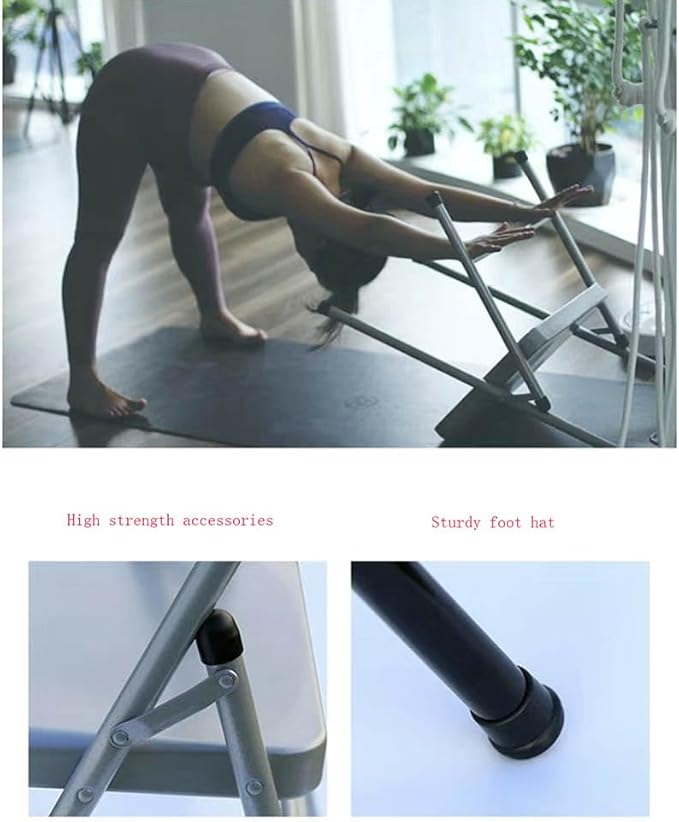 Silver Yoga Chair,Pilates Chair,Yoga Chair Iyengar,Backless Yoga Chair Prop,Foldable and Portable Folding Stools for Yoga,Silver white-82cm×43cm