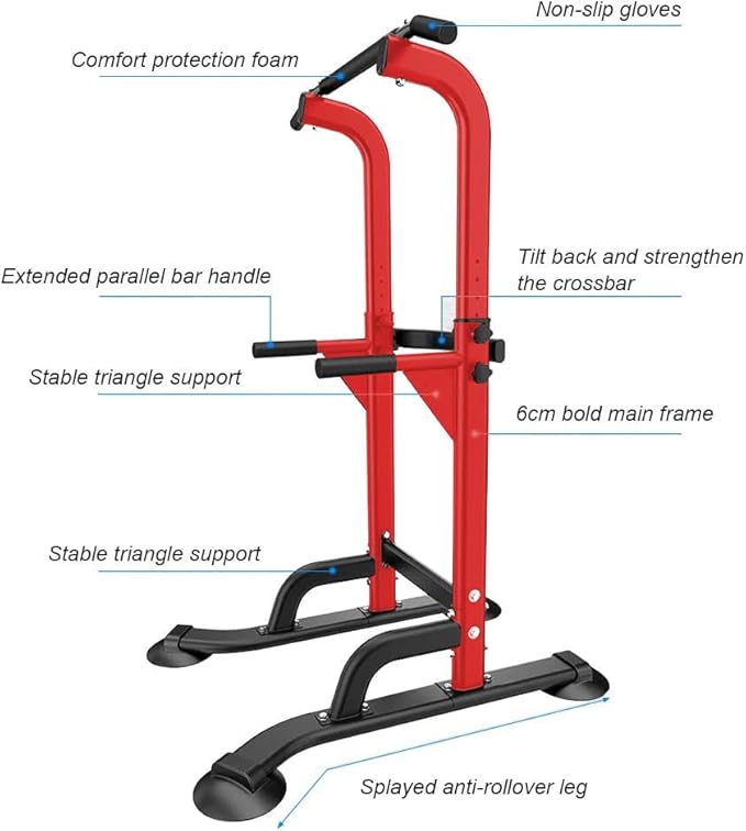 SogesHome Power Tower Pull Up Bar and Dip Station, Height Adjustable Dip Stand Exercise Machine for Home Gym, Multi-Functional Free Standing Strength Training Fitness Workout Station