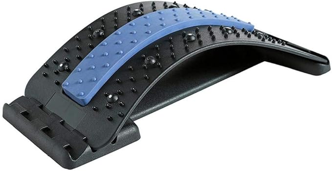 qiuqiu Back Stretching Device, Lumbar Stretching Device with Magnetic Acupressure Points, with 3 Adjustable Settings, Lumbar Support Stretcher for Pain Relief
