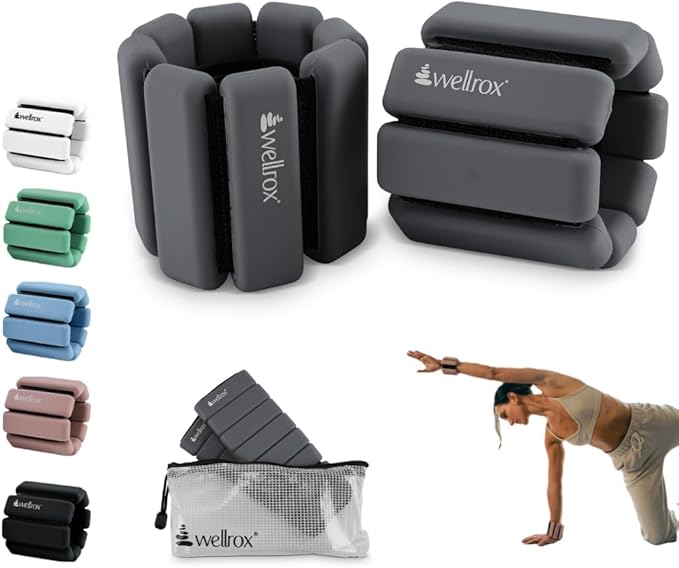 Wellrox Weighted Bangles – Adjustable Ankle and Wrist Weights for Women & Men – Set of Ankle Weights 2 lbs (1 lb Each Wrist Weight) | Weighted Arm Bands for Pilates, Yoga, Running & Walking