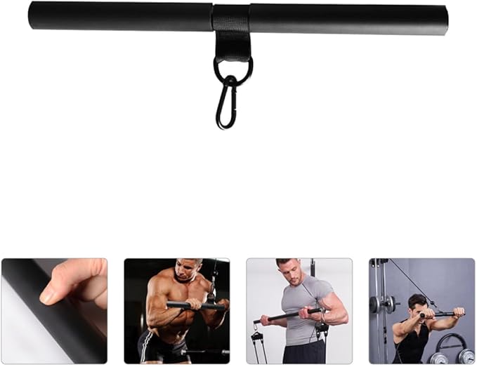 Biceps Pull Bar and Muscle Strength Rod Heavy Duty Steel Fitness Pull Down Bar with Extended Cable Attachment for Home Gym Strength Training Equipment