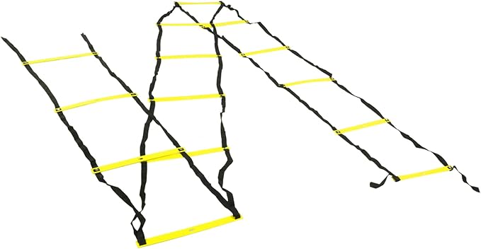 7M 14 Rung Agility Ladder, Fixed Distance PP Material Training Equipment with Angle for Soccer Football Fitness Speed Training