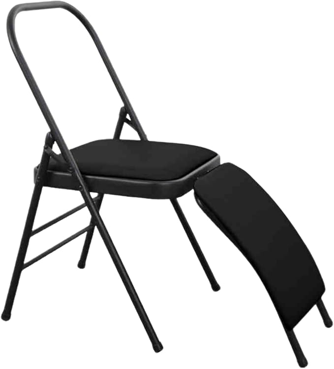 Yoga Chair,Foldable Pilates Chair,Easy to Carry and Store,with Waist Support Beauty Light Life,for Indoor Outdoor Yoga Studios(Black)