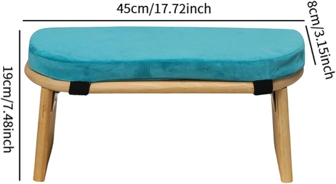 Meditation Bench Prayer Bench Removable Ergonomic Foldable Bamboo Kneeling Stool Stool for Office Bedroom Tea Ceremony(Blue)