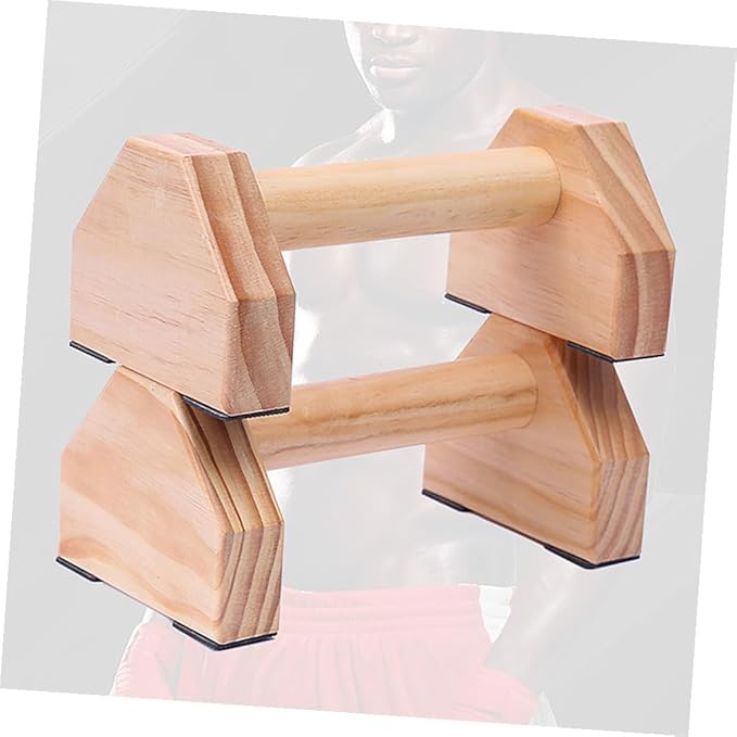 Didiseaon Solid Wood Push-up Bracket Pair, Muscle Training Fitness Equipment with Handstand Bars for Home Strength Training and Calisthenics