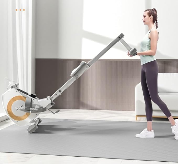 Rowing Machine Magnetic Rower Machines for Home Cardio Training 8 Levels Resistance, Single Slide Rail with Tablet Holder LCD Monitor, Max 350lb Weight Capacity, App Compatible