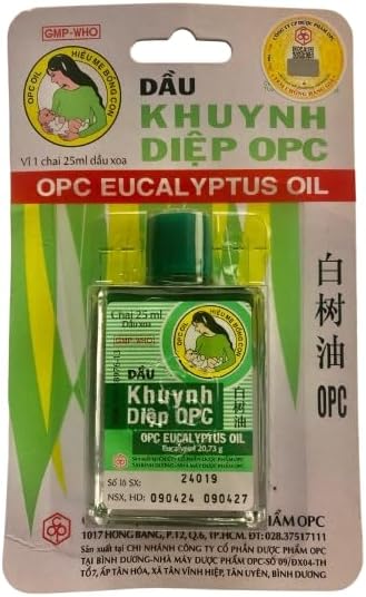 OPC Eucalyptus Oil (Green), Dau Khuynh Diep, 100% Natural Massage Oil, Soothing Aroma, 25ml, Comfort for Muscle Aches, Headaches, Nasal Congestion, and More (1)