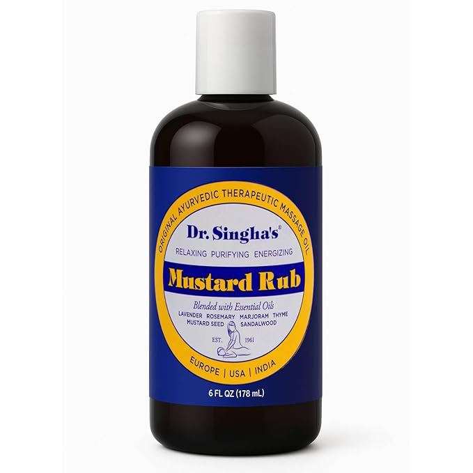 Dr. Singha's Mustard Rub, Original Ayurvedic Relaxing, Purifying, and Energizing Massage Oil - Made in USA, 6 oz