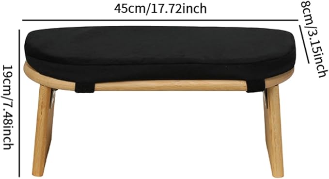 Meditation Bench Prayer Bench Removable Ergonomic Foldable Bamboo Kneeling Stool Stool for Office Bedroom Tea Ceremony(Black)