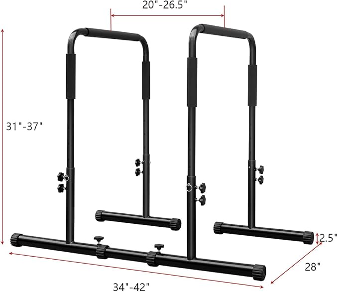 Dip Bar, Heavy Duty Dip Station Adjustable Parallel Bars for Full Body Workout Fitness, Functional Parallettes Bars for Home Gym Strength Training Workout
