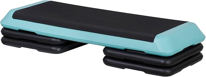 43 Inches Aerobic Step Platform 3 Levels Adjustable Aerobic Stepper with 4 Extra Risers and Anti Slip Surface, Exercise Training Workout Equipment for Home&Gym Cardio Strength & Training