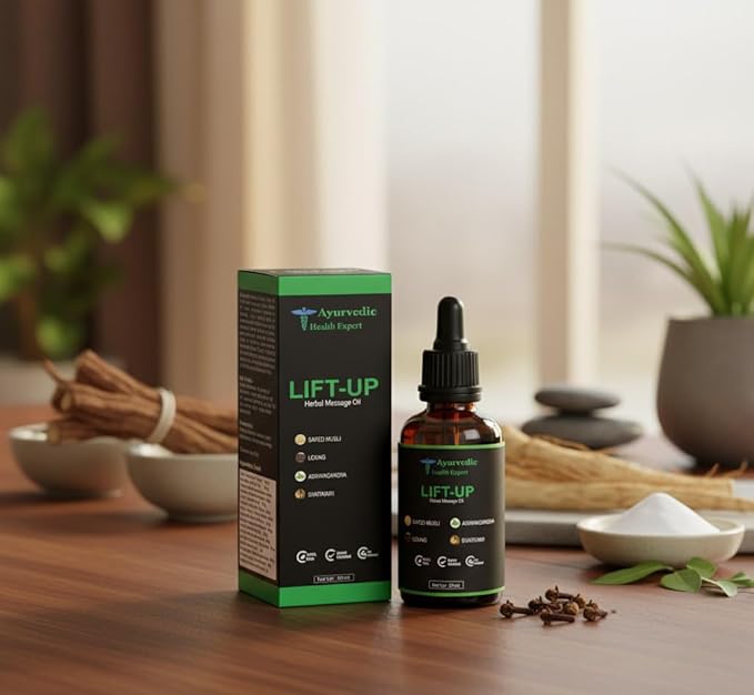 Lift-up 50ml | 100% Pure & Natural Herbal Massage Oil for Men | Boosts Strength, Stamina & Vitality | Chemical-Free Ayurvedic Formula