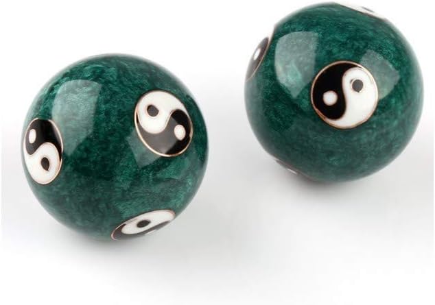 JapanBargain 3298, Chinese Baoding Balls Hand Exercise Therapy Balls Stress Reliefe Balls, Taichi Pattern, Green Color