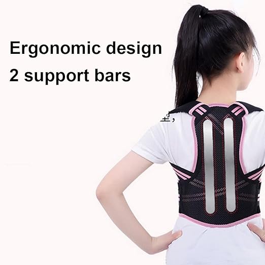 Children's Hunchback Corrector, Posture Corrector For Posture, Shoulder, Cervical Spondylosis, Scoliosis Back Support Frame For Students And Adolescents(Pink,Large)