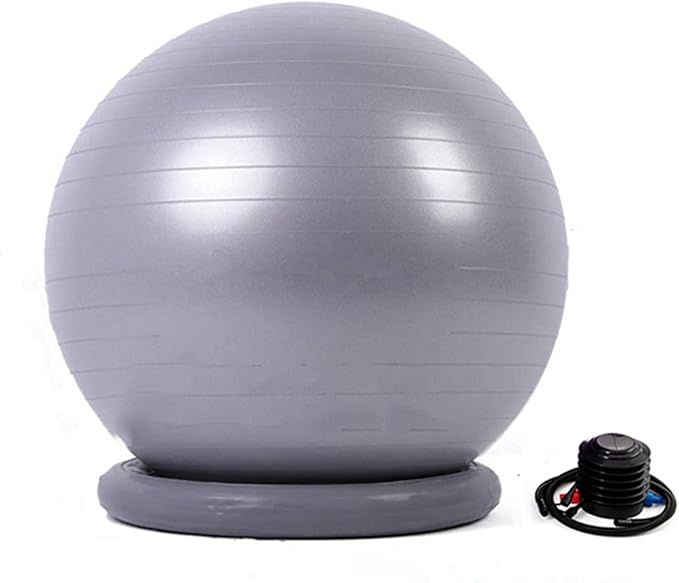 Yoga Ball Chair Office Ball Chair with Base & Pump, Stability Yoga Ball Seat for Back Pain Relief, Home Gym Exercise Ball Chair for Core Strength Training ( Color : Light Gray , Size : Diameter 75cm (