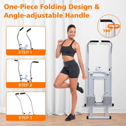 Home Foldable Stair Stepper Machine - Vertical Climber for Full Body Workout, 265 lbs Capacity w/LCD Display & Adjustable Handlebar, Compact Home Gym Equipment for Legs, Abs, Cardio