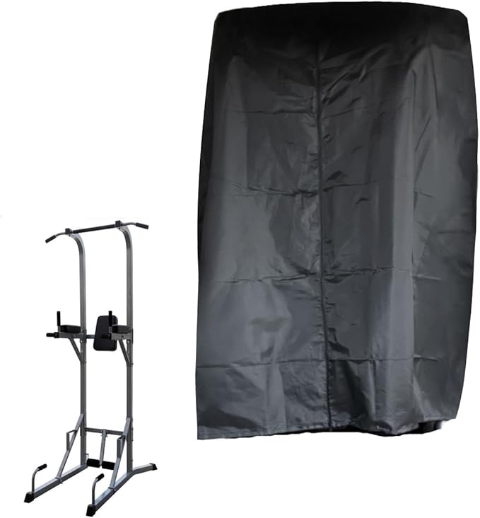 Pull Up Bar Station Cover 40x42x64in Protective Cover Strength Training Dip Stands Protection Gym Machine Cover for Indoor or Outdoor Power Tower/Pull Up Dip Station (Black)