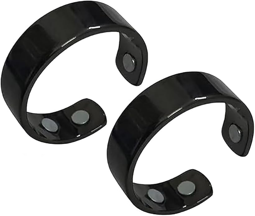 Stainless steel lymphatic magnetic therapy ring, adjustable fatigue relief sleep magnetic finger ring, open magnet unisex ring