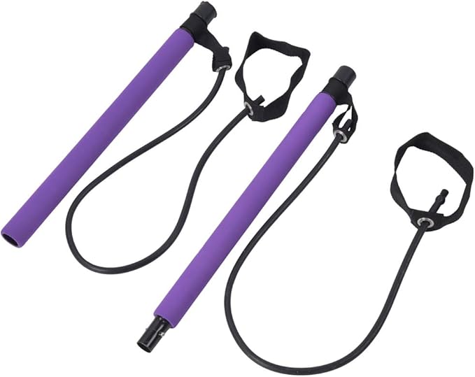 Pilates Bar Stick Multifunctional Portable Yoga Resistance Band Fitness Equipment for Home Exercise Purple
