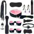 Pilates 12 Piece Pink Plush Nylon Fun Multifunctional Equipment Set, Yoga Training Tool with Paddle Whip, Hip and Wrist Exercise Accessories, Couple Gift