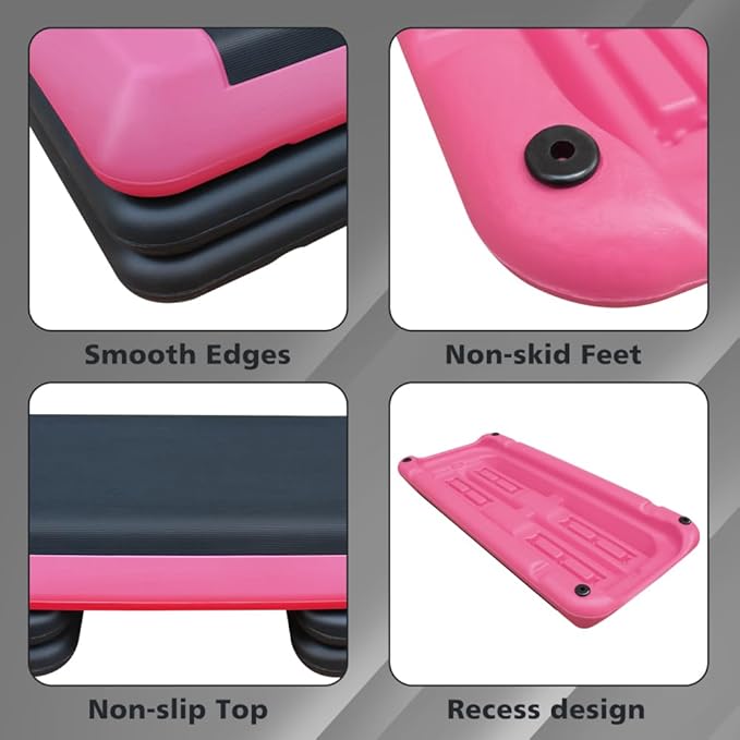 Adjustable Aerobic Step Platform with 4 Risers – Non-Slip Fitness Trainer for Home Workouts, Cardio & Strength Training