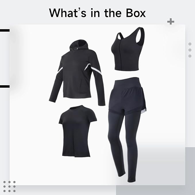 Pilates Set For Women, Four-Piece Yoga Outfit With Jacket, Bra Top, Shorts, And Pants, Xxl, Black, Breathable, Anti-Pilling, Fits 5 Ft To 5 Ft 11 In, 110 To 330