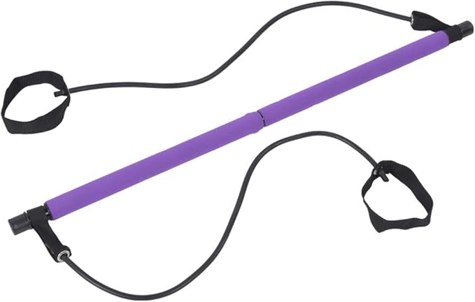 Pilates Bar Stick Multifunctional Portable Yoga Resistance Band Fitness Equipment for Home Exercise Purple
