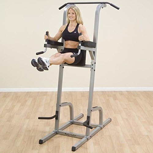 Body-Solid GVKR82 Multi-Function Power Tower With Vertical Knee Raise, Dip Station, Push-Up station, and Pull-Up Station Featuring A Narrow and Wide Grip