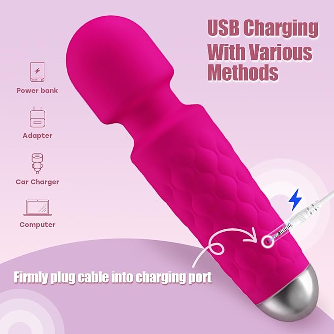 AImassa wand Portable Handheld Back Massager -Massage Tool to Relieve Neck and Shoulder Muscle Fatigue and Promote Relaxation (Rose Pink)