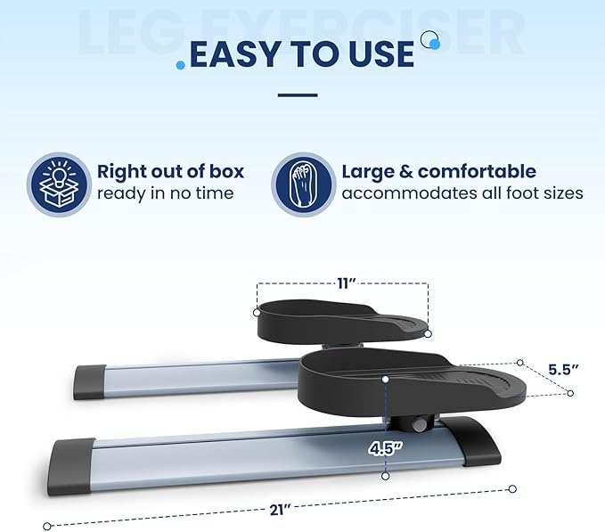 Leg Exerciser While Sitting for Seniors,Knee & Shoulder Exerciser for Home Office, Adaptable for Under Desk Arm& Leg Pedal Exerciser with Resistance, Low Impact Workout for Rehab,Non-Slip Mat Included