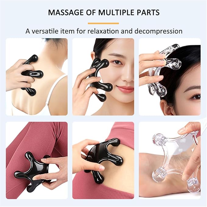 Trigger Point Massage Tools, 2 Pcs 5 Point Deep Tissue Manual Massager Handheld Body Massagers, Handheld Palm Pressure Point Massage Tool for Neck Shoulder Back Muscle Pain Relief (Black)