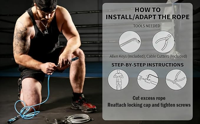 Hererope Weighted Jump Rope Set 3-in-1 Interchangeable 1/6lb 1/4lb 1/2lb Professional Jump Ropes for Men Women | Premium Ball Bearing Speed Rope Anti-Slip Leather Grip | Crossfit Boxing MMA